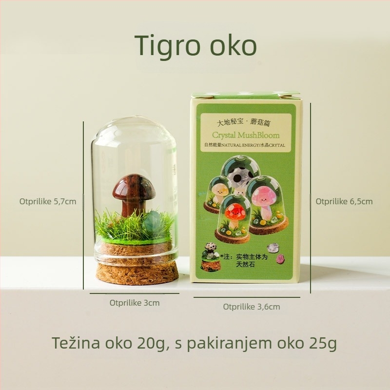 Set od 9 kristalnih gljiva u bočici želja – kristalni mini pejzaž ukras, poklon pakiranje, moderan minimalistički geometrijski dizajn, Apeng Crystal Crafts