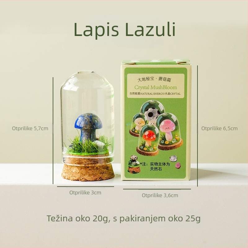 Set od 9 kristalnih gljiva u bočici želja – kristalni mini pejzaž ukras, poklon pakiranje, moderan minimalistički geometrijski dizajn, Apeng Crystal Crafts