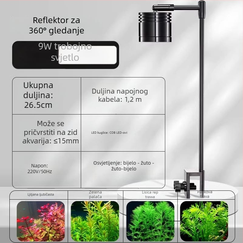 Yee akvarijsko osvjetljenje s aluminijskim nosačem, 7-10W, 0,6 kg