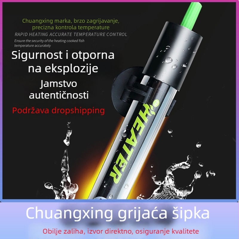 Chuangxing staklena grijaća šipka za akvarij – automatsko održavanje konstantne temperature, otpornost na eksploziju, 50–300W, 100 g