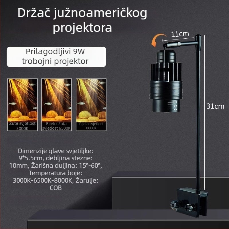 LED klip lamp za akvarij s podesivim fokusom (Brend: yee; Snaga: 3W-50W; Težina: 600g; Materijal: PC otporan na plamen; Funkcija: Osvjetljenje)