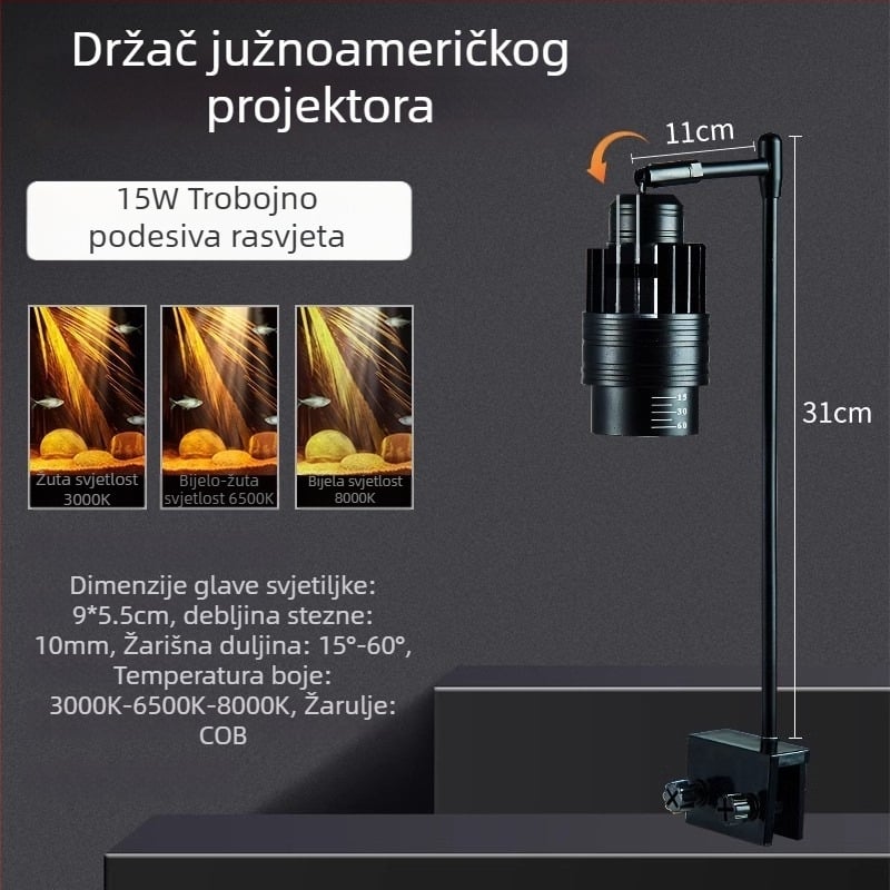 LED klip lamp za akvarij s podesivim fokusom (Brend: yee; Snaga: 3W-50W; Težina: 600g; Materijal: PC otporan na plamen; Funkcija: Osvjetljenje)