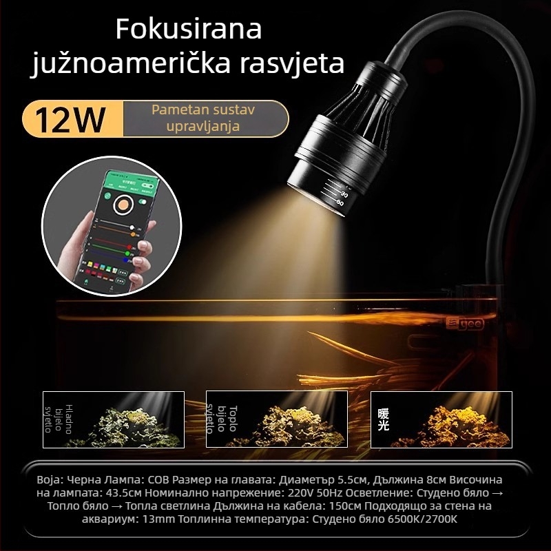 LED klip lamp za akvarij s podesivim fokusom (Brend: yee; Snaga: 3W-50W; Težina: 600g; Materijal: PC otporan na plamen; Funkcija: Osvjetljenje)