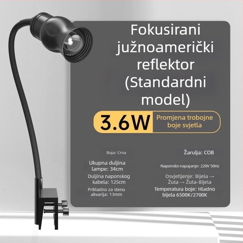 LED klip lamp za akvarij s podesivim fokusom (Brend: yee; Snaga: 3W-50W; Težina: 600g; Materijal: PC otporan na plamen; Funkcija: Osvjetljenje)