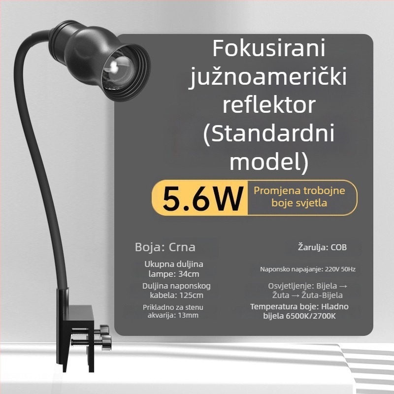 LED klip lamp za akvarij s podesivim fokusom (Brend: yee; Snaga: 3W-50W; Težina: 600g; Materijal: PC otporan na plamen; Funkcija: Osvjetljenje)