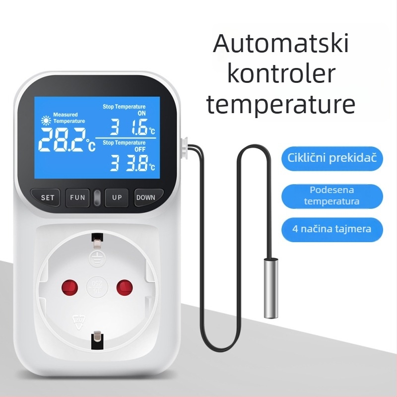 Termostatska utičnica za akvarij sa dodirnim zaslonom, digitalnim prikazom i pametnim upravljanjem temperaturom