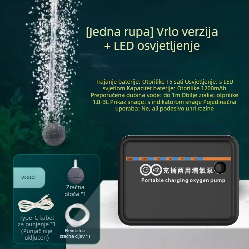 USB prijenosna oksigen pumpa s LED osvjetljenjem za ribolov (Nije uvezeno · Druga regija · Prekogranični izvoz: Da)