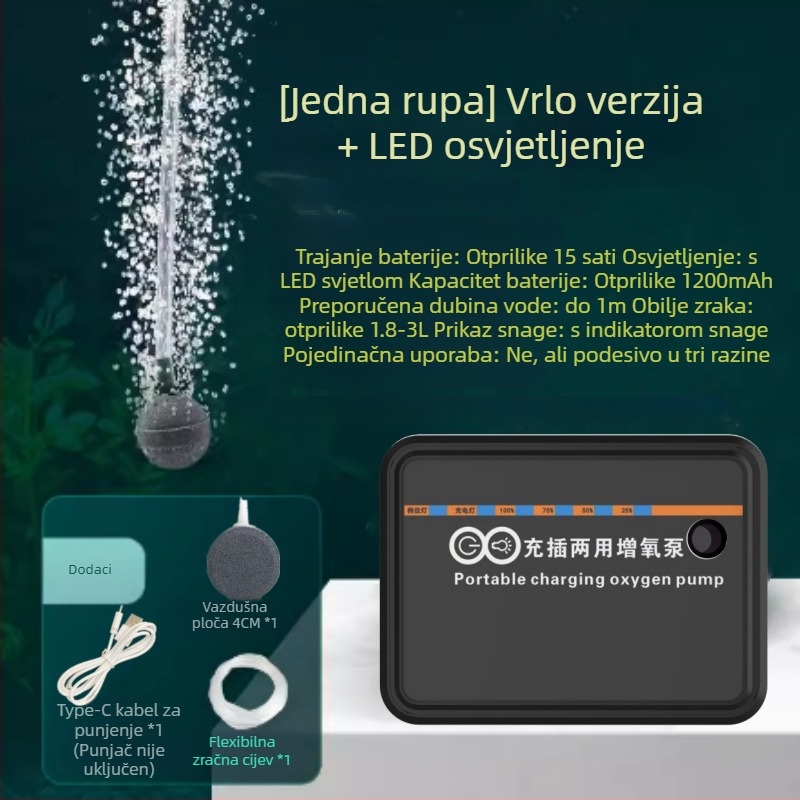 USB prijenosna oksigen pumpa s LED osvjetljenjem za ribolov (Nije uvezeno · Druga regija · Prekogranični izvoz: Da)