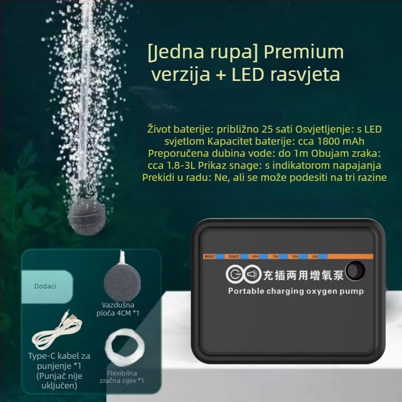 USB prijenosna oksigen pumpa s LED osvjetljenjem za ribolov (Nije uvezeno · Druga regija · Prekogranični izvoz: Da)