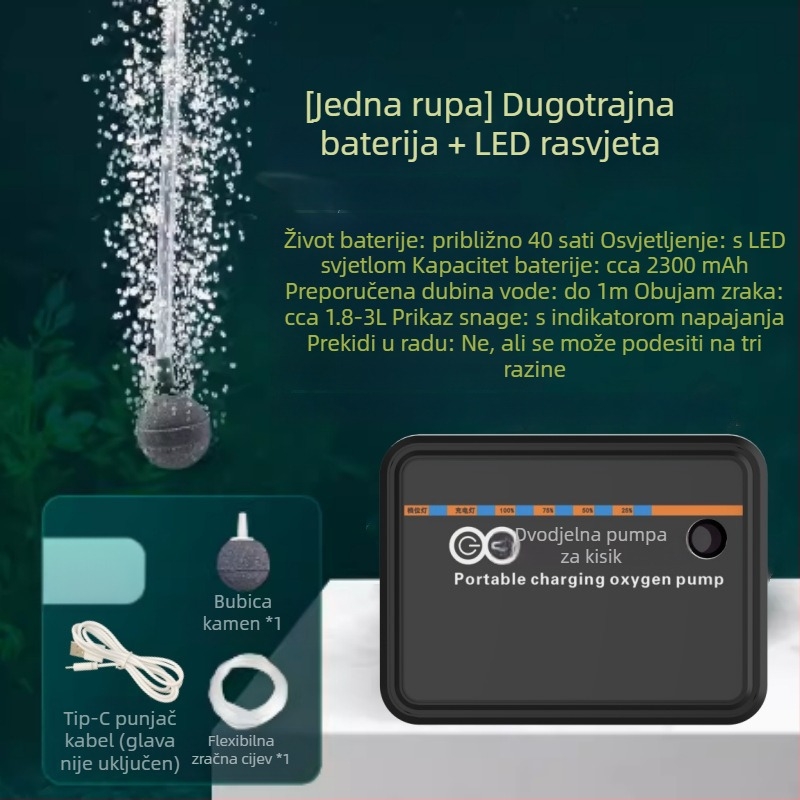 USB prijenosna oksigen pumpa s LED osvjetljenjem za ribolov (Nije uvezeno · Druga regija · Prekogranični izvoz: Da)