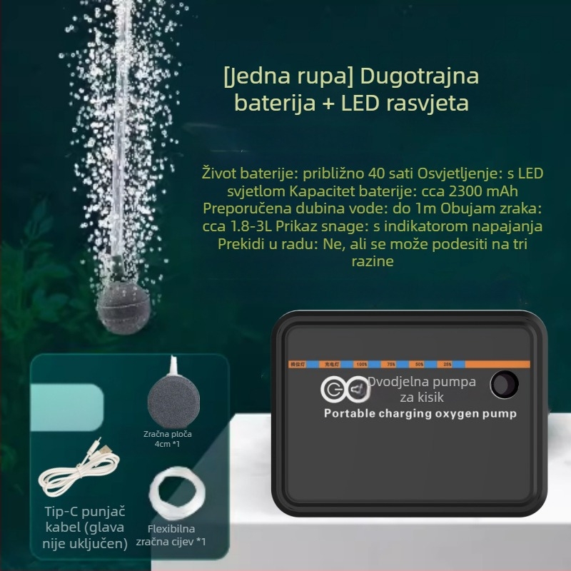 USB prijenosna oksigen pumpa s LED osvjetljenjem za ribolov (Nije uvezeno · Druga regija · Prekogranični izvoz: Da)