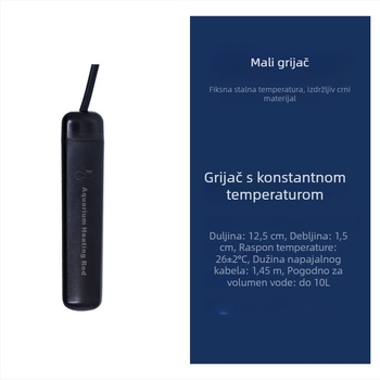 Grijača šipka s automatskom kontrolom temperature za male akvarije i terarije za kornjače; kućište od PC plastike, PT grijaći list