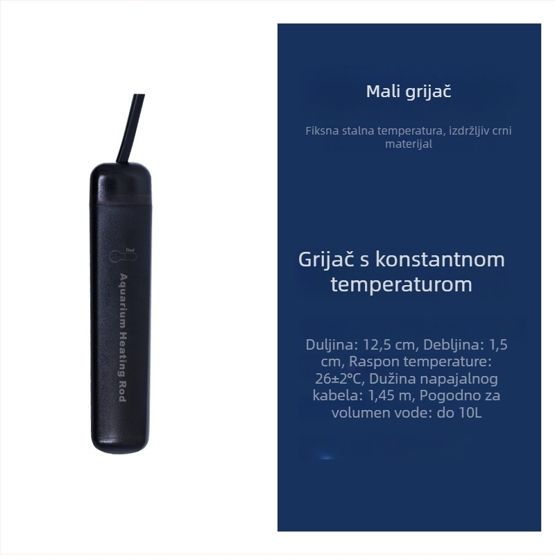 Grijača šipka s automatskom kontrolom temperature za male akvarije i terarije za kornjače; kućište od PC plastike, PT grijaći list