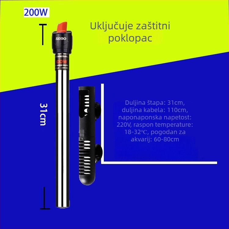 Songbao nehrđajući čelični grijaći štap za akvarij, 400 g, model SB, automatska regulacija temperature