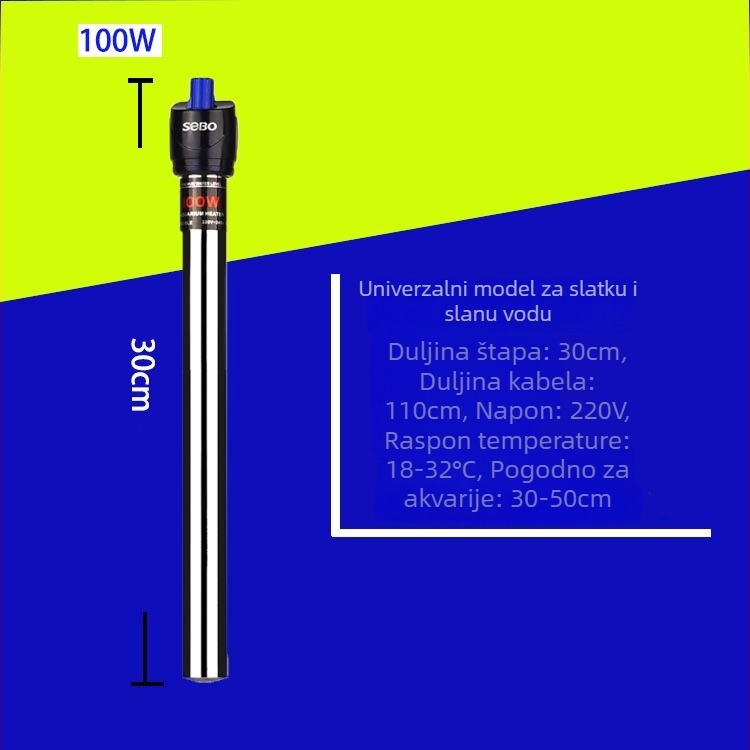 Songbao nehrđajući čelični grijaći štap za akvarij, 400 g, model SB, automatska regulacija temperature