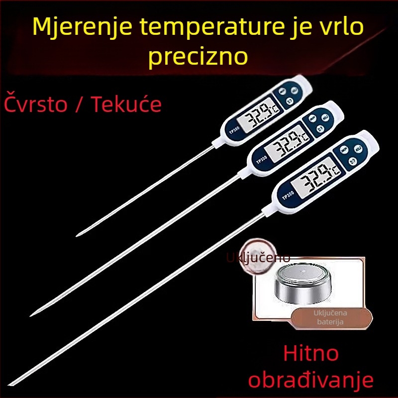 Termometar hrane za kućnu upotrebu – visoka preciznost s sondom, termometar za bebu mlijeko, kuhinja, pečenje i prženje, mjerenje temperature vode i ulja