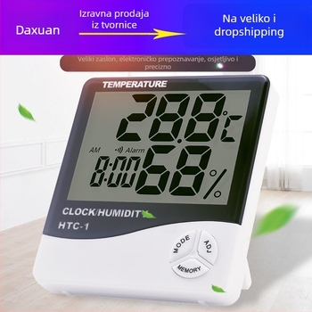 HTC-1 Digitalni mjerač temperature i vlage za kućnu upotrebu, napajan baterijom