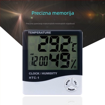 HTC-1 Digitalni mjerač temperature i vlage za kućnu upotrebu, napajan baterijom