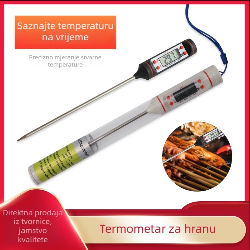 Kuhinjski termometar s digitalnim prikazom, rezolucija 0,1°C, prilagodljiva sonda, Chef Ji Qixiu