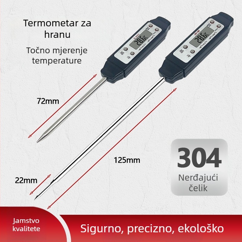 Kuhinjski toplomjer s sondom - za ulje, mlijeko i vodu, visoka preciznost elektronički toplomjer za pečenje, 0.1°C rezolucija