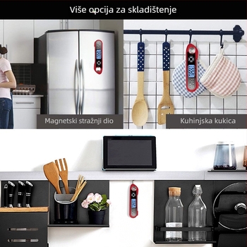 Sklopivi vodootporni termometar za hranu s dvostrukom sondom za roštilj, 0,1°C rezolucija