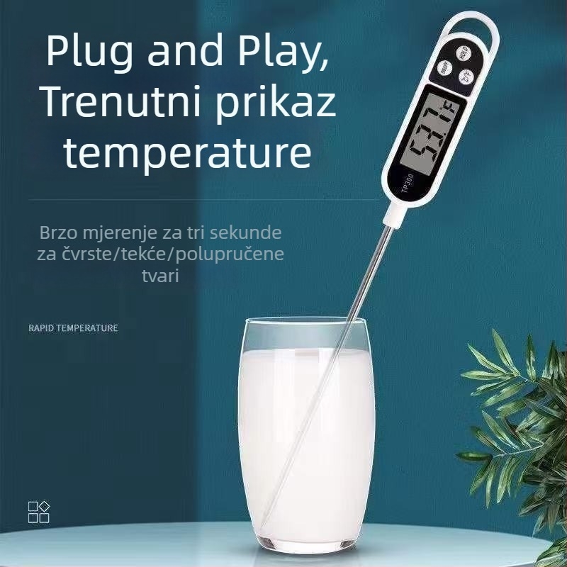 Kairun TP300 Digitalni kuhinjski termometar sa sondom — Visoka preciznost, za mlijeko za bebe, vodu, ulje i hranu