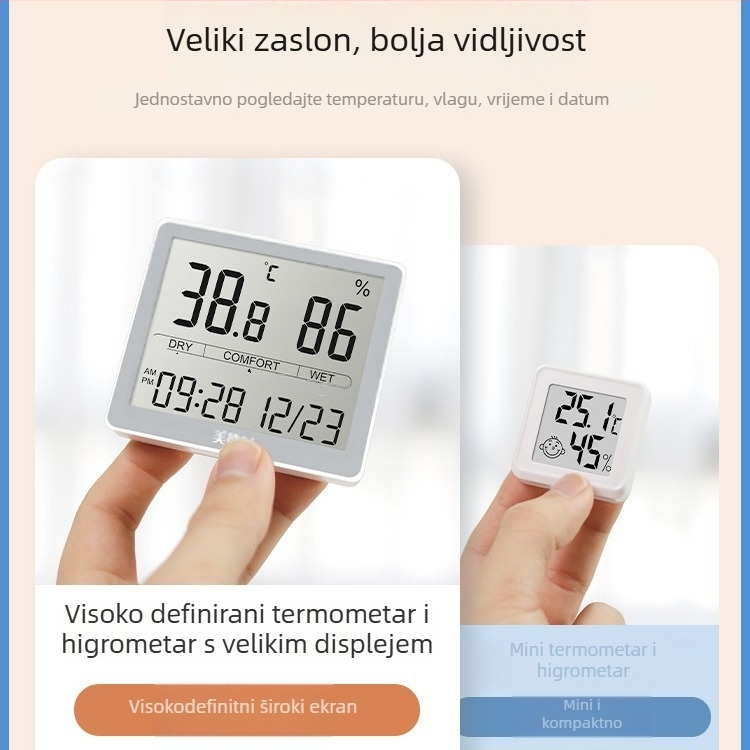 JR311 mjerač temperature i vlage – digitalni zaslon, baterija tipa gumb 1,5V, praćenje kućne okoline