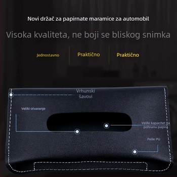 Guowei kožna kutija za maramice za auto za vizir za sunce, nasloni za ruke i ploču instrumenta – prilagodljiv unutarnji dodatak