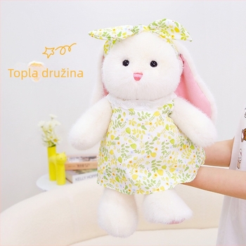 Mekana plišana zeka lutka s cvjetnom suknjom, izuzetno mekan kratki pliš, PP pamuk punilo, za djecu 4–6 godina