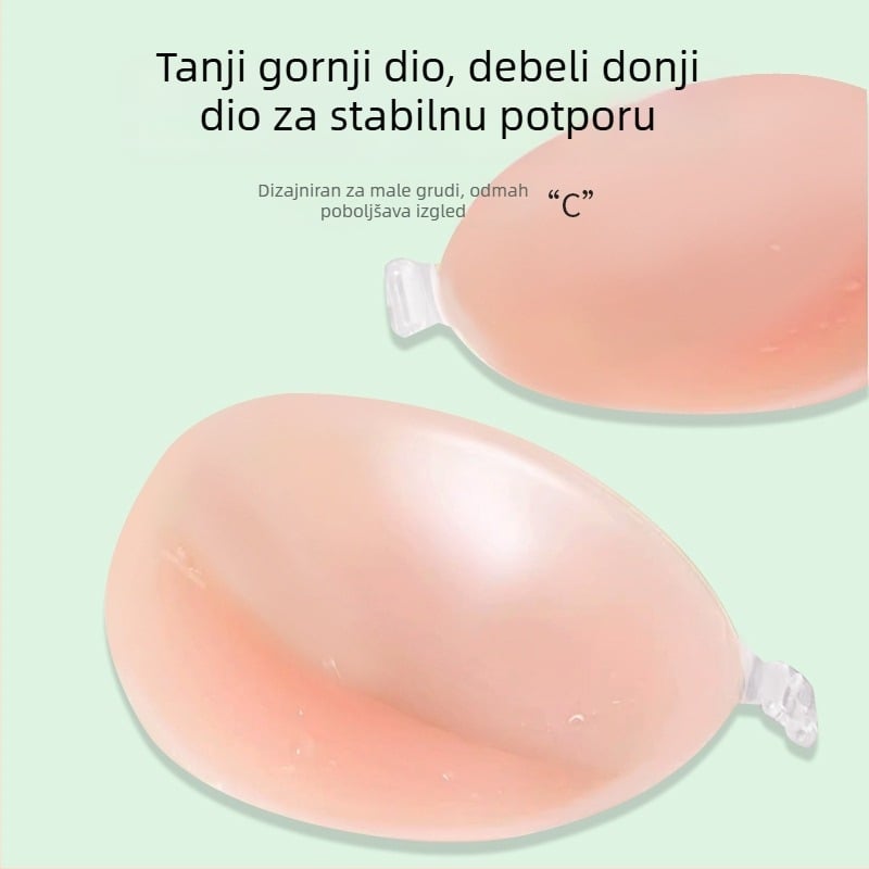 Silikonski grudnjak s debelim 3D košaricama, prednje kopčanje, odvojive naramenice, poklopci za bradavice, Push-Up Bandeau