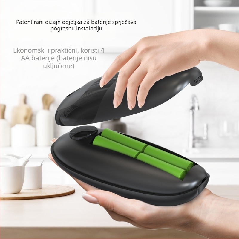 Električni automatski otvarač konzervi – kuhinjski gadget od miješanog materijala; marka Kitchen Season Show; predstavljen 2024.