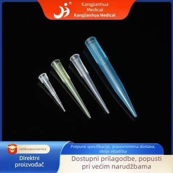 Jednokratne vrhovi pipete za prijenos tekućine — marke Kang Jian Hua; broj proizvoda 13; zapremine 10 μL / 200 μL / 1 mL / 5 mL