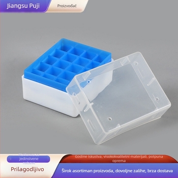 Plastična kutija za epruvete s držačem za 32 rupa i kutija za 96 rupa pipetnih vrhova – uzorci; podrijetlo Jiangsu, Puji