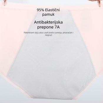 Ženske menstrualne gaćice od pamuka sa srednjim strukom, zaštita od curenja, produženi prepona s modalnom podlogom