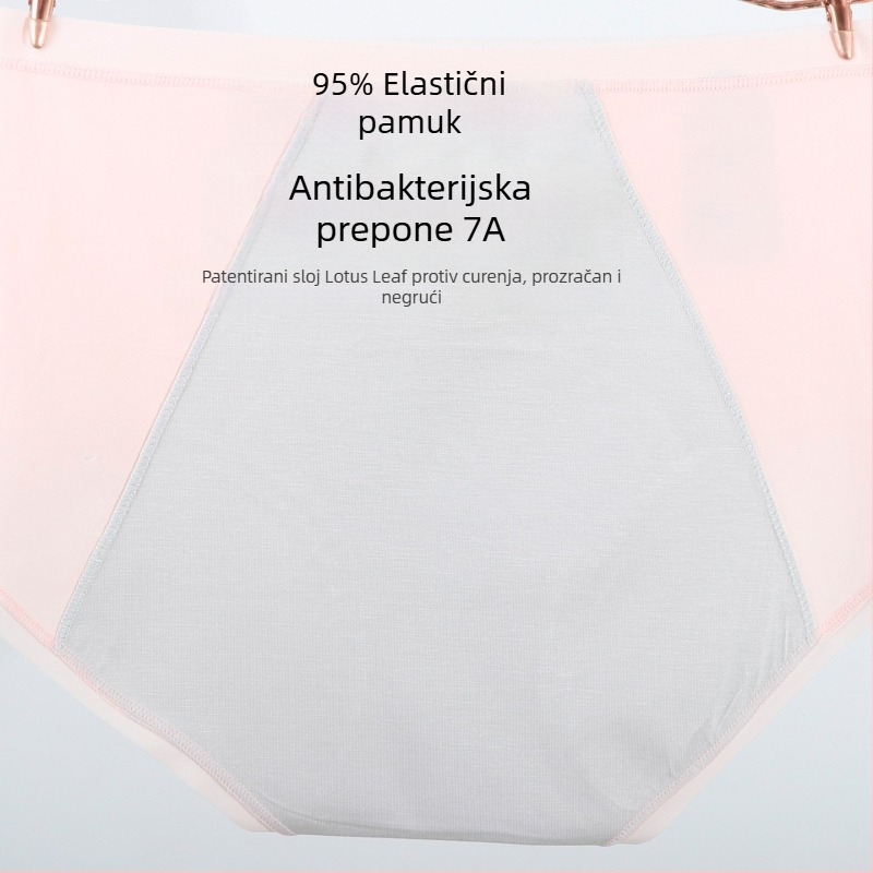 Ženske menstrualne gaćice od pamuka sa srednjim strukom, zaštita od curenja, produženi prepona s modalnom podlogom