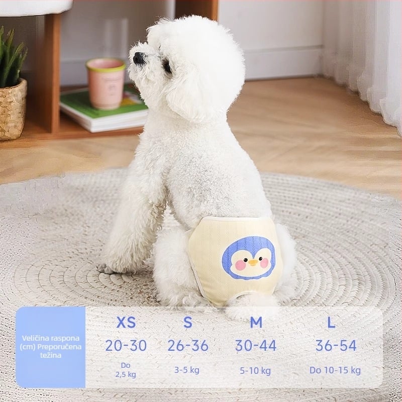 Pantalone za pse tijekom razdoblja – poliester, crtani stil, proizvedeno u Kini, nije uvezeno