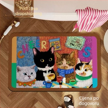 Kupaonska protuklizna prostirka, ovalnog oblika, silicone algae mud, upija vodu, periva, s print dizajnom (zvjezdano nebo, abstraktno, crtani, biljke, životinje)