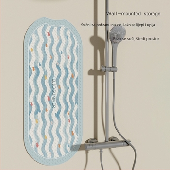 Protuklizna podloga za kadu – kvadratna PVC prostirka za kupaonicu s karikaturalnim uzorkom, moderan minimalistički stil, za pranje.