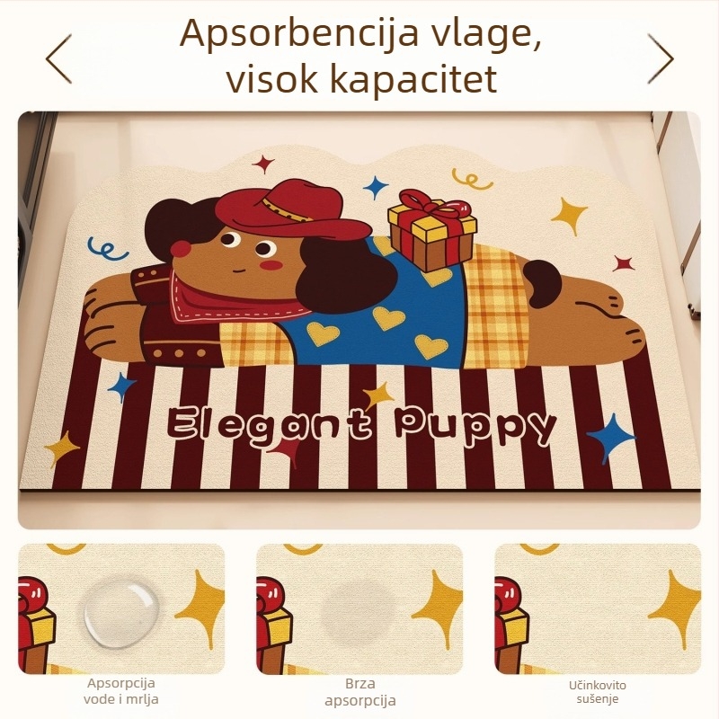 Kupaonski tepih s cartoon dizajnom, Materijal: silikon s algama, brzo sušenje, protuklizno, nepravilan oblik, stil: sladak