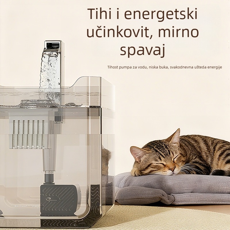Fontana za vodu za mačke s cirkulacijom, tiha, energetski štedljiva, velika kapaciteta, priključak na struju