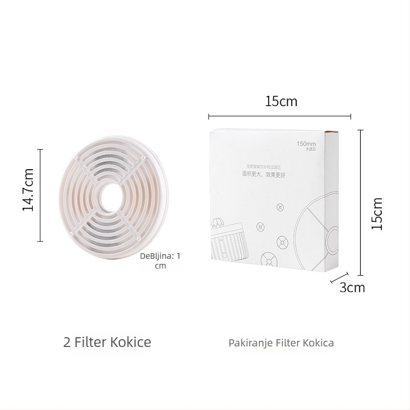 Filter za kućne ljubimce za uređaj za piti vodu – aktivni ugljen zamjenski filter, model YPD-C002, 2 kom, za pse i mačke, 100 g/ kutija, 1-godišnje jamstvo