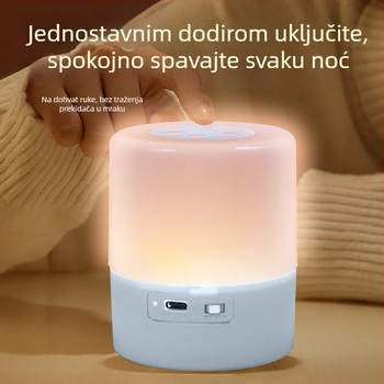 Stolna noćna lampica s ugrađenom baterijom i dodirnim prekidačem, geometrijski plastični abažur, ambijentalno osvjetljenje