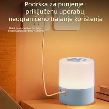 Stolna noćna lampica s ugrađenom baterijom i dodirnim prekidačem, geometrijski plastični abažur, ambijentalno osvjetljenje