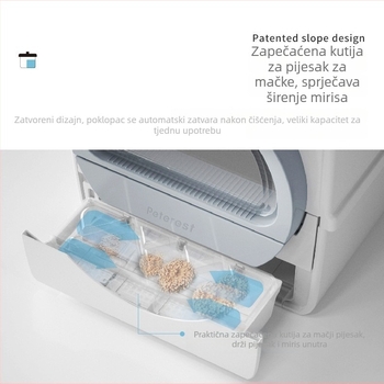 Kutija za mačji pijesak s ručicom za izvlačenje, potpuno zatvoren, PE materijal, Forest Technology