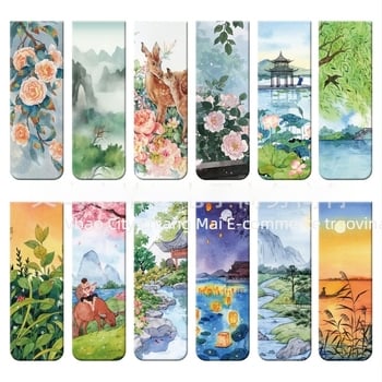 Magnetski označivač stranice s drevnim stilom, minijaturni dizajn, serija od 12 uljnih slika