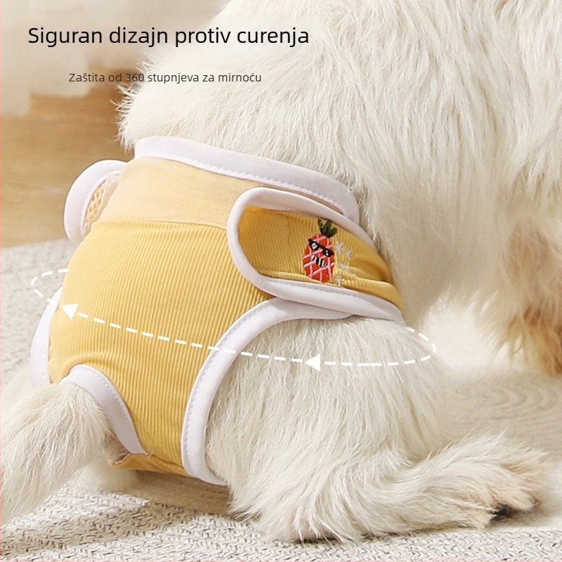 Psi menstrualne gaćice, platnene, karikaturalni stil, fiziološke hlačice za pse