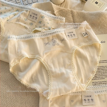 Pamučne gaćice za bebe i žene, antibakterijske, niski struk, cvjetni uzorak, pamučna podstava u području prepona