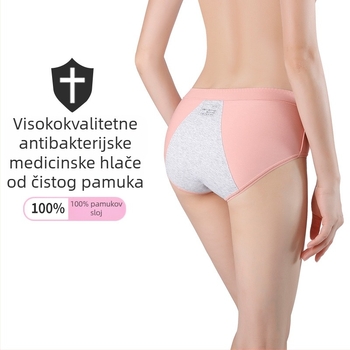 Ženske gaćice srednje visine, prozračne od pamuka, s pamukom u preponama, jednobojne, fiziološka funkcija