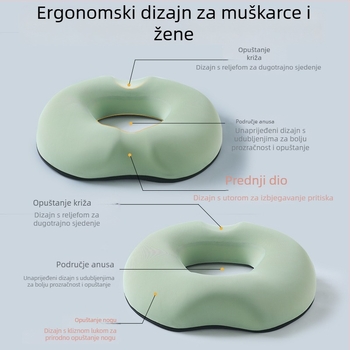 Jastučnica za sjedenje za hemoroide nakon operacije, memorijska pjena, prozračan šuplji dizajn, za trudnice i uredsku upotrebu