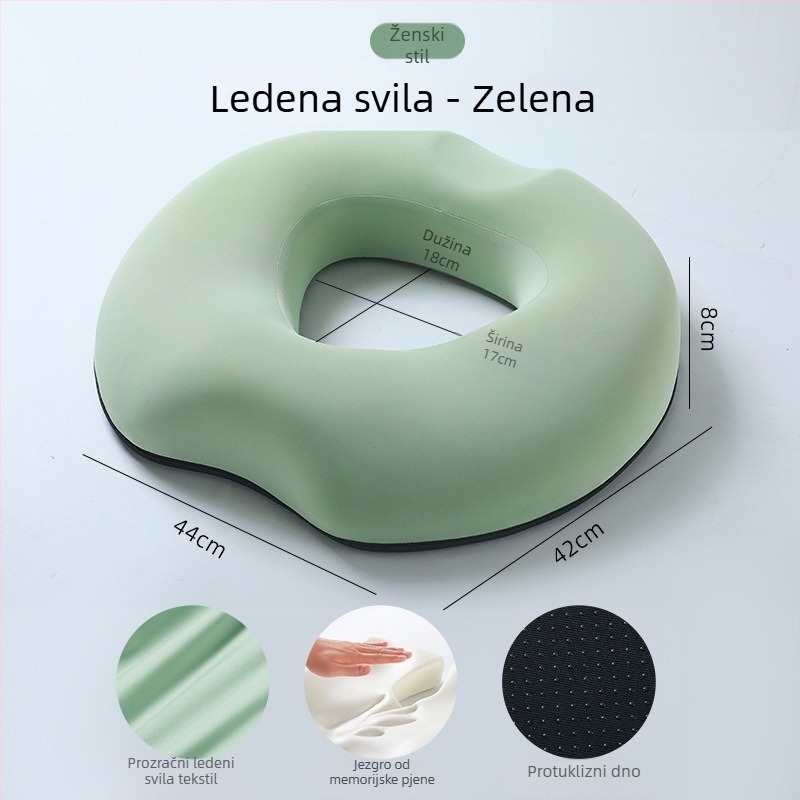 Jastučnica za sjedenje za hemoroide nakon operacije, memorijska pjena, prozračan šuplji dizajn, za trudnice i uredsku upotrebu
